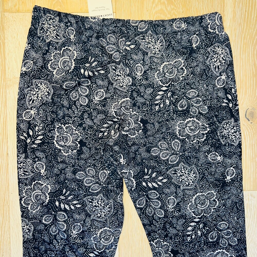 Lucky Brand - Pajama Jogger Pants Women's S Navy Paisley NWT Elastic Tie Waist - Picture 4 of 11